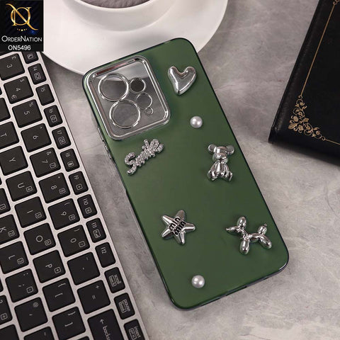 Xiaomi Redmi Note 12 4G Cover - Green -  3D Smile Cartoon Matte Shinny Case With Camera Protection Soft Border Case
