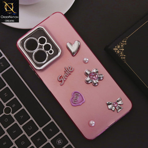 Xiaomi Redmi Note 12 4G Cover - Pink - 3D Smile Cartoon Matte Shinny Case With Camera Protection Soft Border Case