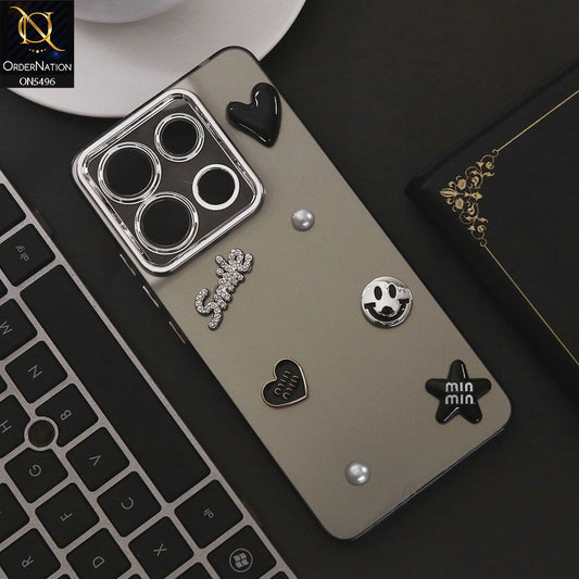 Xiaomi Redmi Note 13 Cover - Black - 3D Smile Cartoon Matte Shinny Case With Camera Protection Soft Border Case