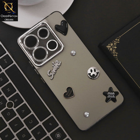 Xiaomi Redmi Note 13 Cover - Black - 3D Smile Cartoon Matte Shinny Case With Camera Protection Soft Border Case