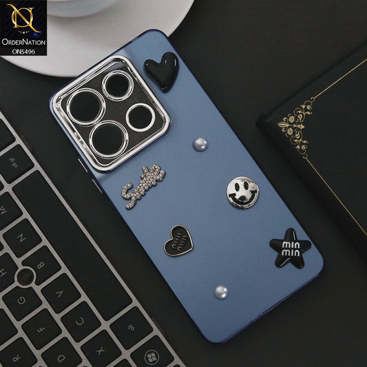 Xiaomi Redmi Note 13 Cover - Blue - 3D Smile Cartoon Matte Shinny Case With Camera Protection Soft Border Case