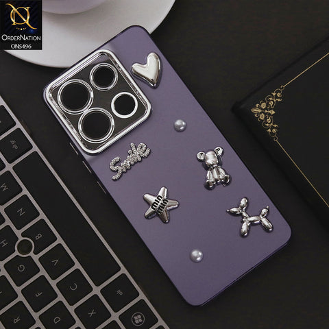 Xiaomi Redmi Note 13 Cover - Purple - 3D Smile Cartoon Matte Shinny Case With Camera Protection Soft Border Case