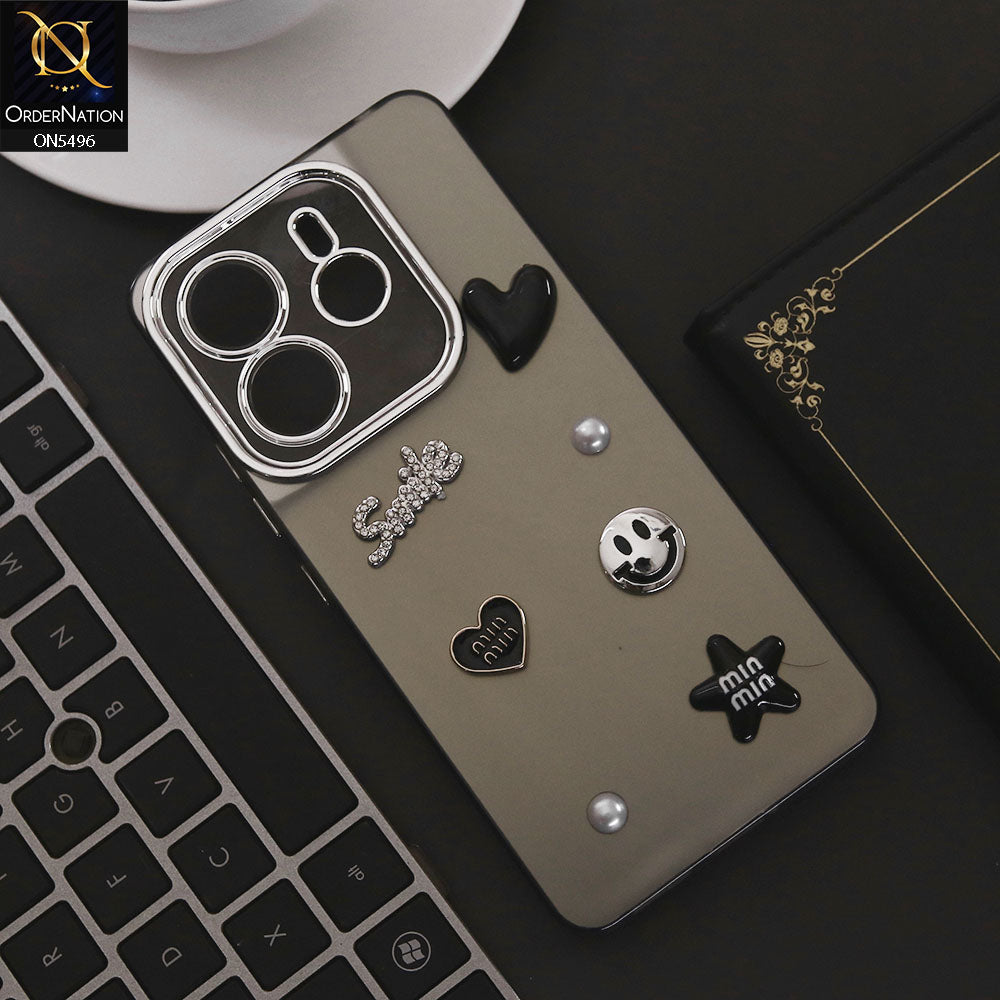 Xiaomi Redmi Note 14 4G Cover - Black - 3D Smile Cartoon Matte Shinny Case With Camera Protection Soft Border Case
