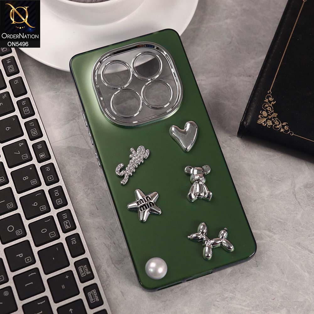 Xiaomi Redmi Note 14 Pro 4G Cover - Green -  3D Smile Cartoon Matte Shinny Case With Camera Protection Soft Border Case
