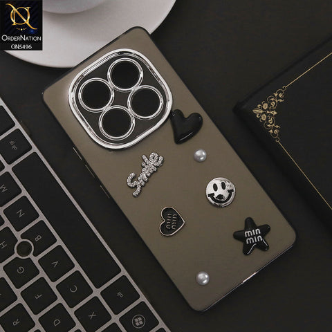 Xiaomi Redmi Note 14 Pro 4G Cover - Black - 3D Smile Cartoon Matte Shinny Case With Camera Protection Soft Border Case