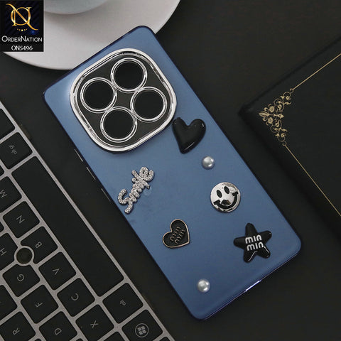 Xiaomi Redmi Note 14 Pro 4G Cover - Blue - 3D Smile Cartoon Matte Shinny Case With Camera Protection Soft Border Case