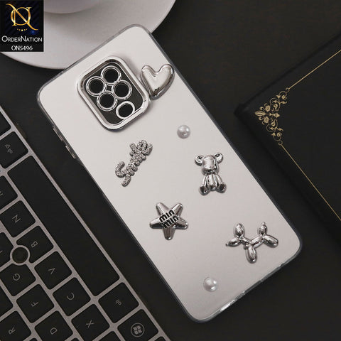 Xiaomi Redmi Note 9S Cover - Silver - 3D Smile Cartoon Matte Shinny Case With Camera Protection Soft Border Case