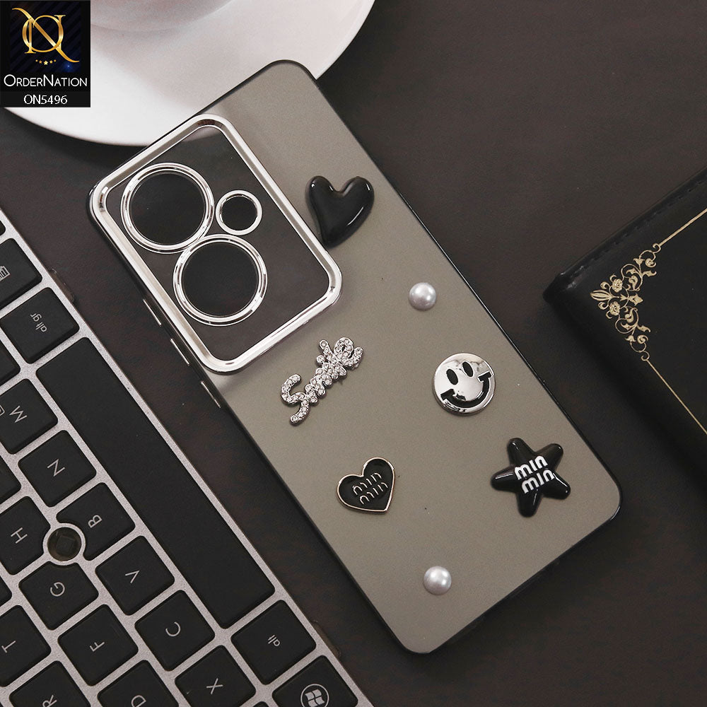 Oppo Reno 11F 5G Cover - Black - 3D Smile Cartoon Matte Shinny Case With Camera Protection Soft Border Case