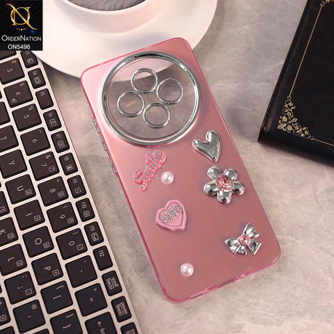 Oppo F27 Cover - Pink -  3D Smile Cartoon Matte Shinny Case With Camera Protection Soft Border Case
