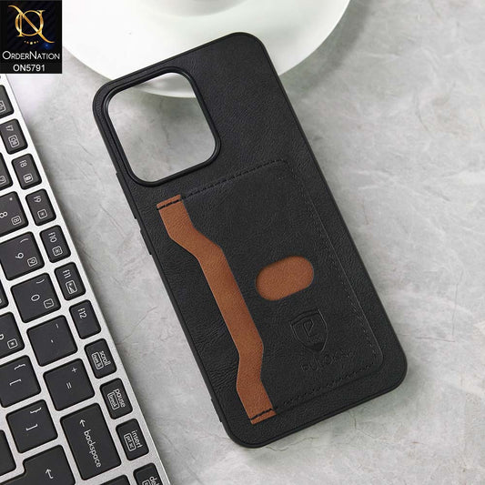 Oppo Reno 14F Cover - Black - New Premium Soft Tpu Leather Textured Case With Card Holder