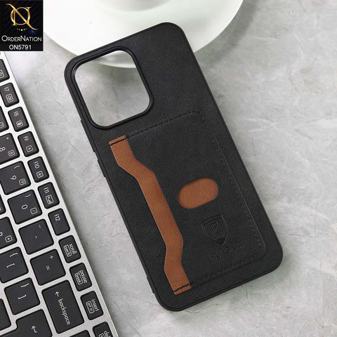 Oppo Reno 14F Cover - Black - New Premium Soft Tpu Leather Textured Case With Card Holder