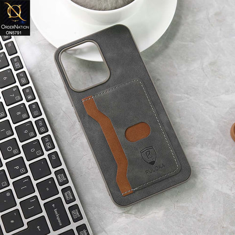 Oppo Reno 14F Cover - Gray - New Premium Soft Tpu Leather Textured Case With Card Holder