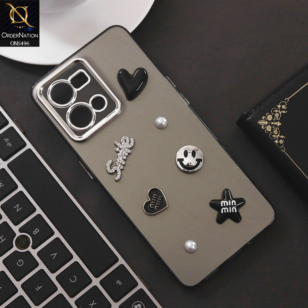 Oppo F21 Pro 4G Cover - Black - 3D Smile Cartoon Matte Shinny Case With Camera Protection Soft Border Case