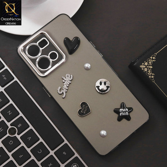 Oppo F21 Pro 4G Cover - Black - 3D Smile Cartoon Matte Shinny Case With Camera Protection Soft Border Case