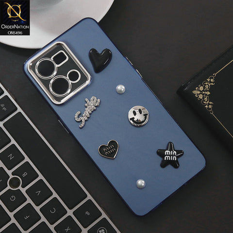 Oppo Reno 7 4G Cover - Blue - 3D Smile Cartoon Matte Shinny Case With Camera Protection Soft Border Case