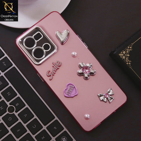 Oppo Reno 7 4G Cover - Pink - 3D Smile Cartoon Matte Shinny Case With Camera Protection Soft Border Case