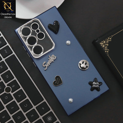 Samsung Galaxy S24 Ultra Cover - Blue - 3D Smile Cartoon Matte Shinny Case With Camera Protection Soft Border Case