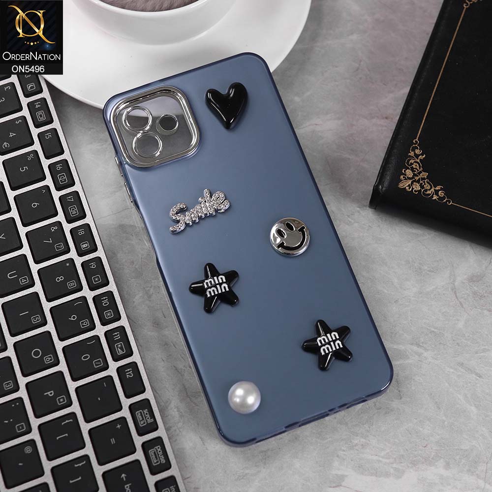 Samsung Galaxy M13 5G Cover - Blue -  3D Smile Cartoon Matte Shinny Case With Camera Protection Soft Border Case