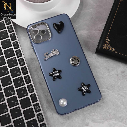 Samsung Galaxy A04 Cover - Blue -  3D Smile Cartoon Matte Shinny Case With Camera Protection Soft Border Case