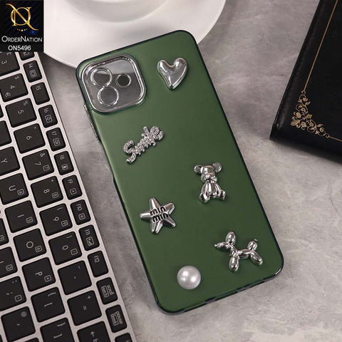 Samsung Galaxy A04 Cover - Green -  3D Smile Cartoon Matte Shinny Case With Camera Protection Soft Border Case