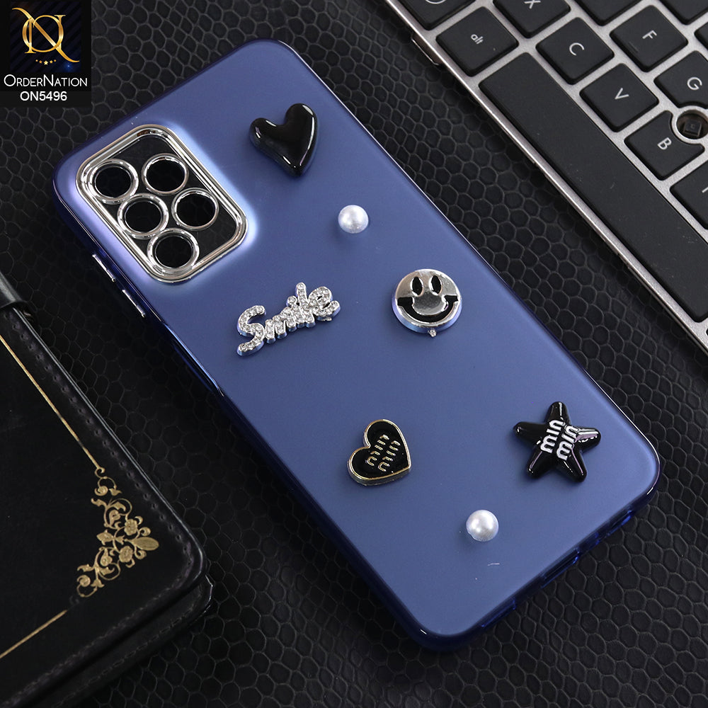 Samsung Galaxy A04s - Blue -  3D Smile Cartoon Matte Shinny Case With Camera Protection Soft Border Case