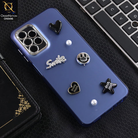 Samsung Galaxy A04s - Blue -  3D Smile Cartoon Matte Shinny Case With Camera Protection Soft Border Case
