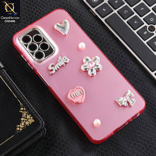 Samsung Galaxy A13 5G - Pink -  3D Smile Cartoon Matte Shinny Case With Camera Protection Soft Border Case