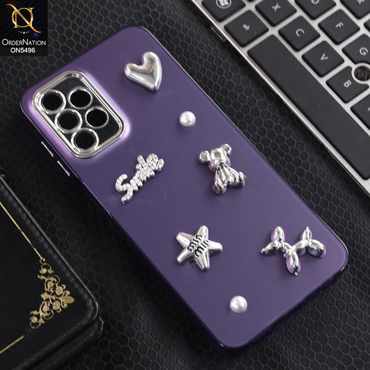 Samsung Galaxy A13 5G - Purple -  3D Smile Cartoon Matte Shinny Case With Camera Protection Soft Border Case