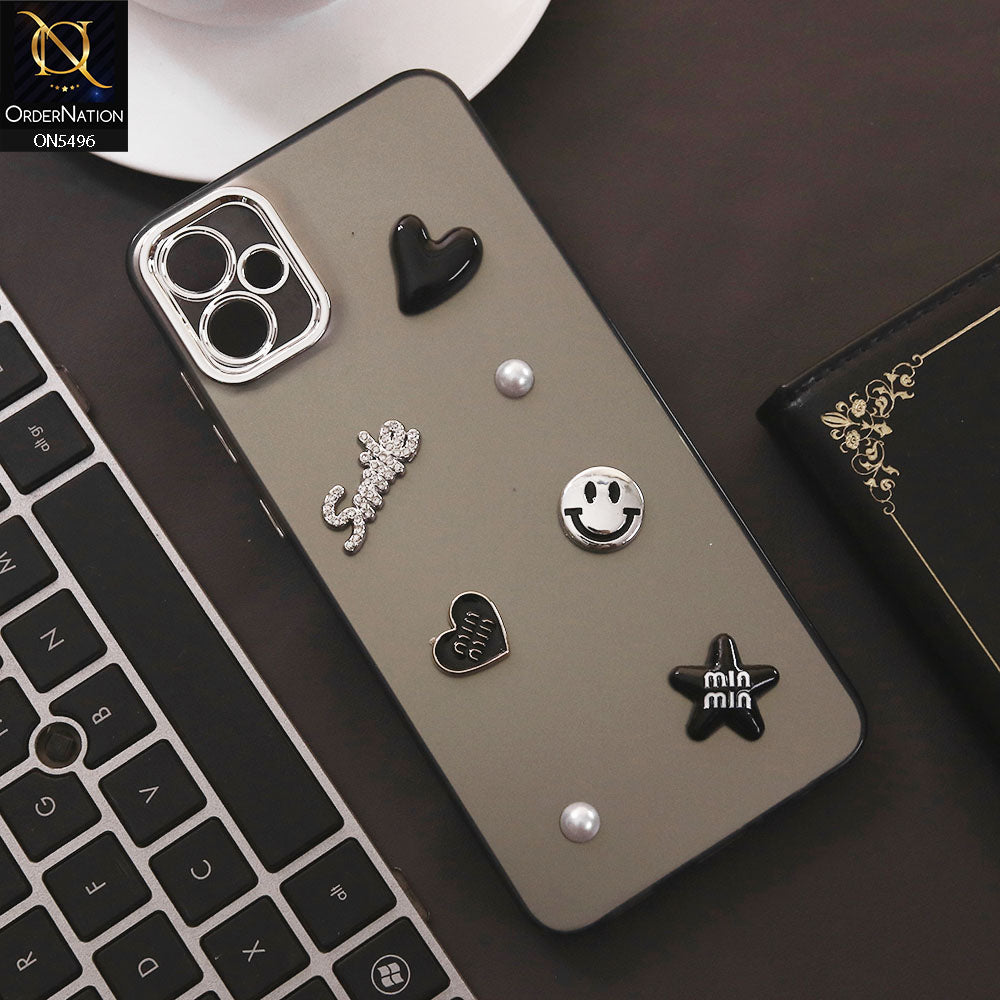 Samsung Galaxy A05 Cover - Black - 3D Smile Cartoon Matte Shinny Case With Camera Protection Soft Border Case