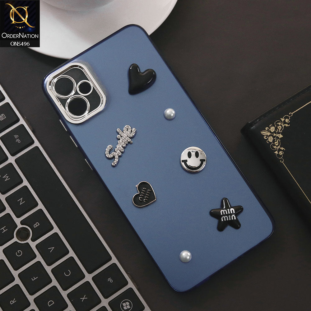 Samsung Galaxy A05 Cover - Blue - 3D Smile Cartoon Matte Shinny Case With Camera Protection Soft Border Case