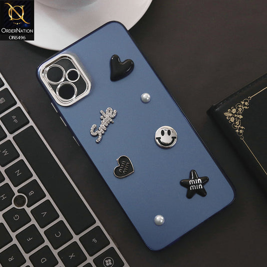 Samsung Galaxy A05 Cover - Blue - 3D Smile Cartoon Matte Shinny Case With Camera Protection Soft Border Case