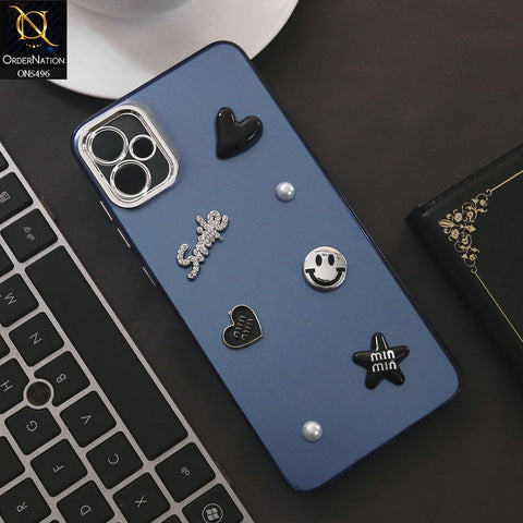 Samsung Galaxy A05 Cover - Blue - 3D Smile Cartoon Matte Shinny Case With Camera Protection Soft Border Case