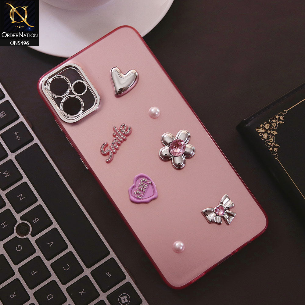 Samsung Galaxy A05 Cover - Pink - 3D Smile Cartoon Matte Shinny Case With Camera Protection Soft Border Case