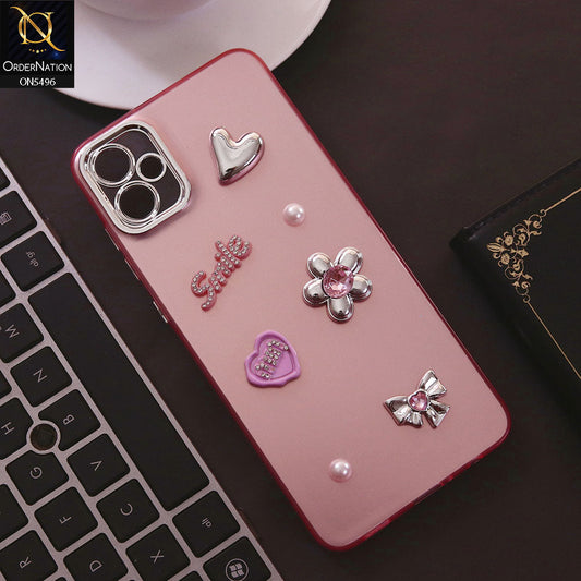 Samsung Galaxy A05 Cover - Pink - 3D Smile Cartoon Matte Shinny Case With Camera Protection Soft Border Case