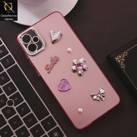 Samsung Galaxy A05 Cover - Pink - 3D Smile Cartoon Matte Shinny Case With Camera Protection Soft Border Case