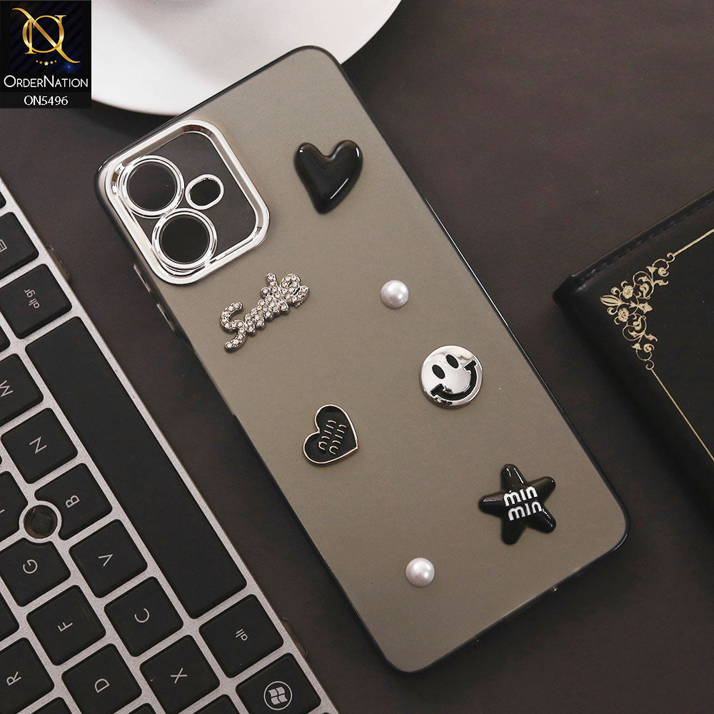 Samsung Galaxy A06 Cover - Black - 3D Smile Cartoon Matte Shinny Case With Camera Protection Soft Border Case