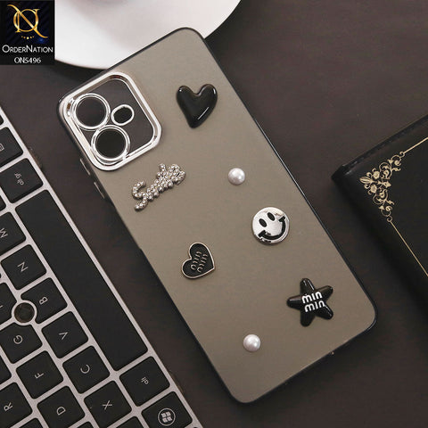 Samsung Galaxy A06 Cover - Black - 3D Smile Cartoon Matte Shinny Case With Camera Protection Soft Border Case