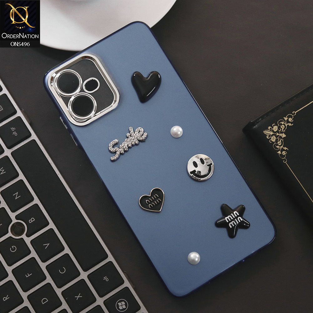 Samsung Galaxy A06 Cover - Blue - 3D Smile Cartoon Matte Shinny Case With Camera Protection Soft Border Case