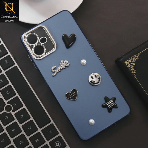 Samsung Galaxy A06 Cover - Blue - 3D Smile Cartoon Matte Shinny Case With Camera Protection Soft Border Case