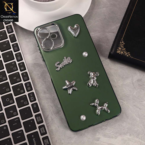 Samsung Galaxy A06 Cover - Green -  3D Smile Cartoon Matte Shinny Case With Camera Protection Soft Border Case