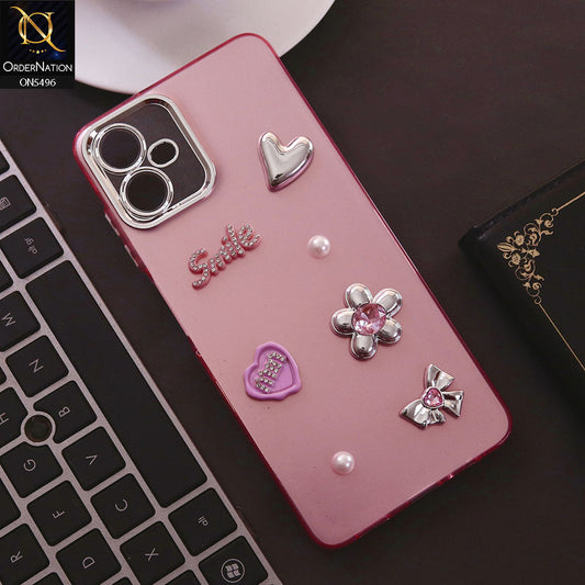 Samsung Galaxy A06 Cover - Pink - 3D Smile Cartoon Matte Shinny Case With Camera Protection Soft Border Case