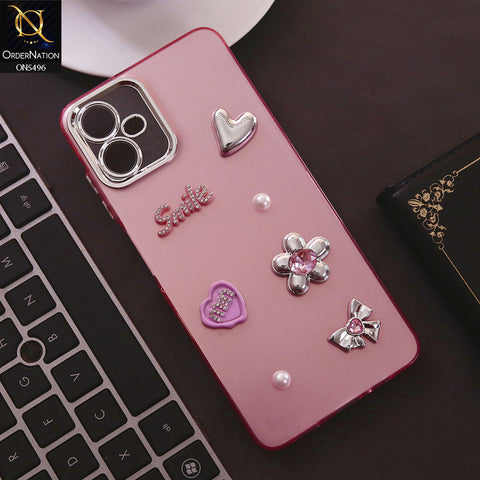 Samsung Galaxy A06 Cover - Pink - 3D Smile Cartoon Matte Shinny Case With Camera Protection Soft Border Case