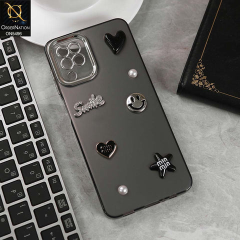 Samsung Galaxy A12 Cover - Black -  3D Smile Cartoon Matte Shinny Case With Camera Protection Soft Border Case