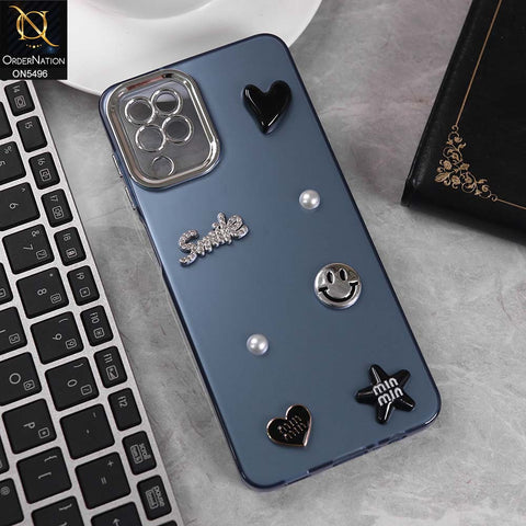 Samsung Galaxy A12 Nacho Cover - Blue -  3D Smile Cartoon Matte Shinny Case With Camera Protection Soft Border Case