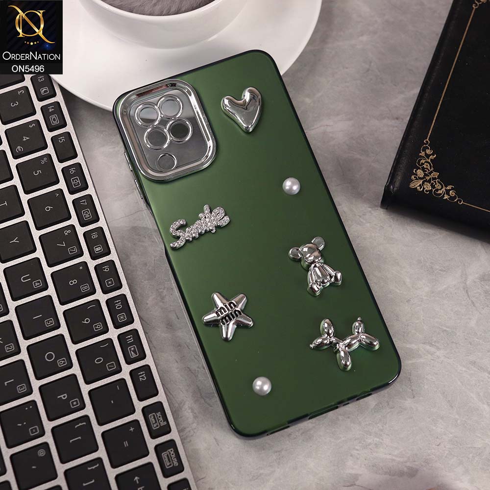 Samsung Galaxy A12 Nacho Cover - Green -  3D Smile Cartoon Matte Shinny Case With Camera Protection Soft Border Case