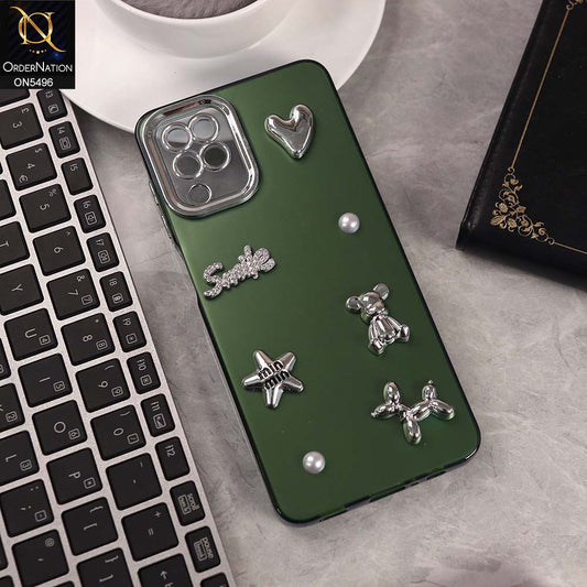 Samsung Galaxy A12 Nacho Cover - Green -  3D Smile Cartoon Matte Shinny Case With Camera Protection Soft Border Case
