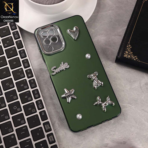 Samsung Galaxy A12 Cover - Green -  3D Smile Cartoon Matte Shinny Case With Camera Protection Soft Border Case
