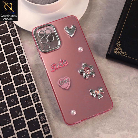Samsung Galaxy A12 Nacho Cover - Pink -  3D Smile Cartoon Matte Shinny Case With Camera Protection Soft Border Case