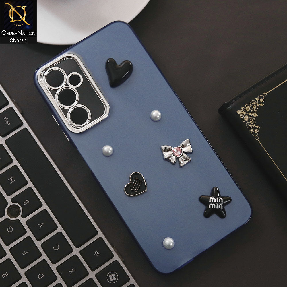 Samsung Galaxy A15 5G Cover - Blue - 3D Smile Cartoon Matte Shinny Case With Camera Protection Soft Border Case