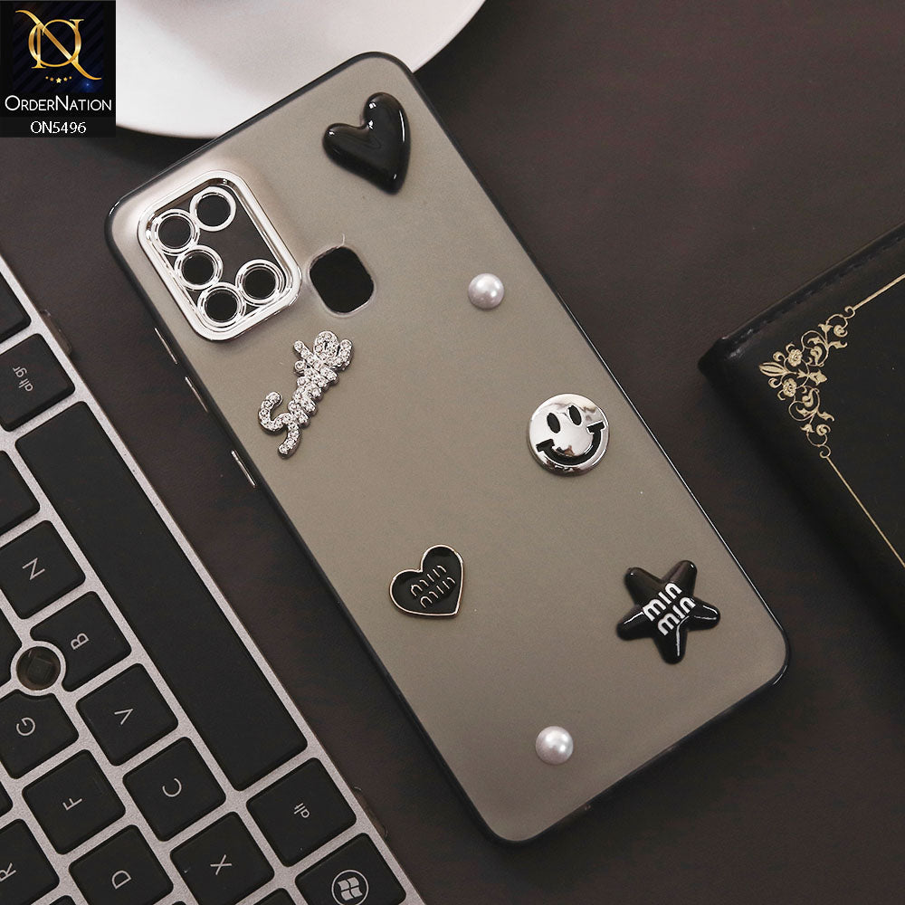 Samsung Galaxy A21s Cover - Black - 3D Smile Cartoon Matte Shinny Case With Camera Protection Soft Border Case